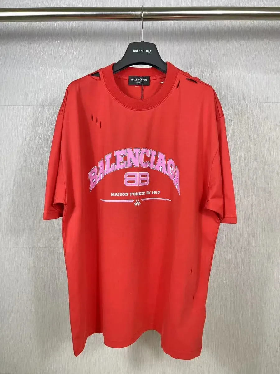 Balenciaga Red BB Logo Oversized T-Shirt