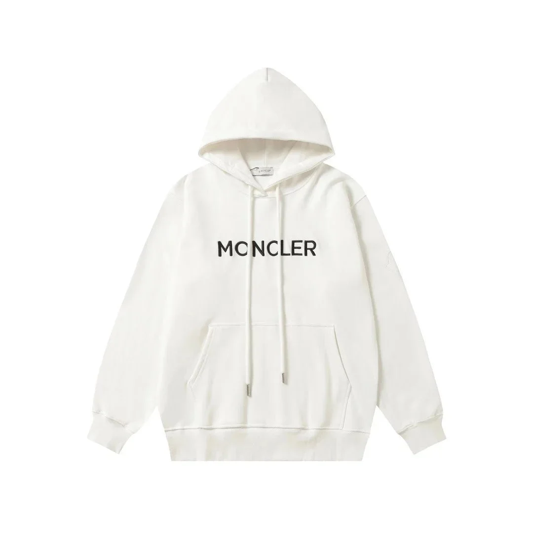 Moncler Hoodie White Solid Sweatshirt