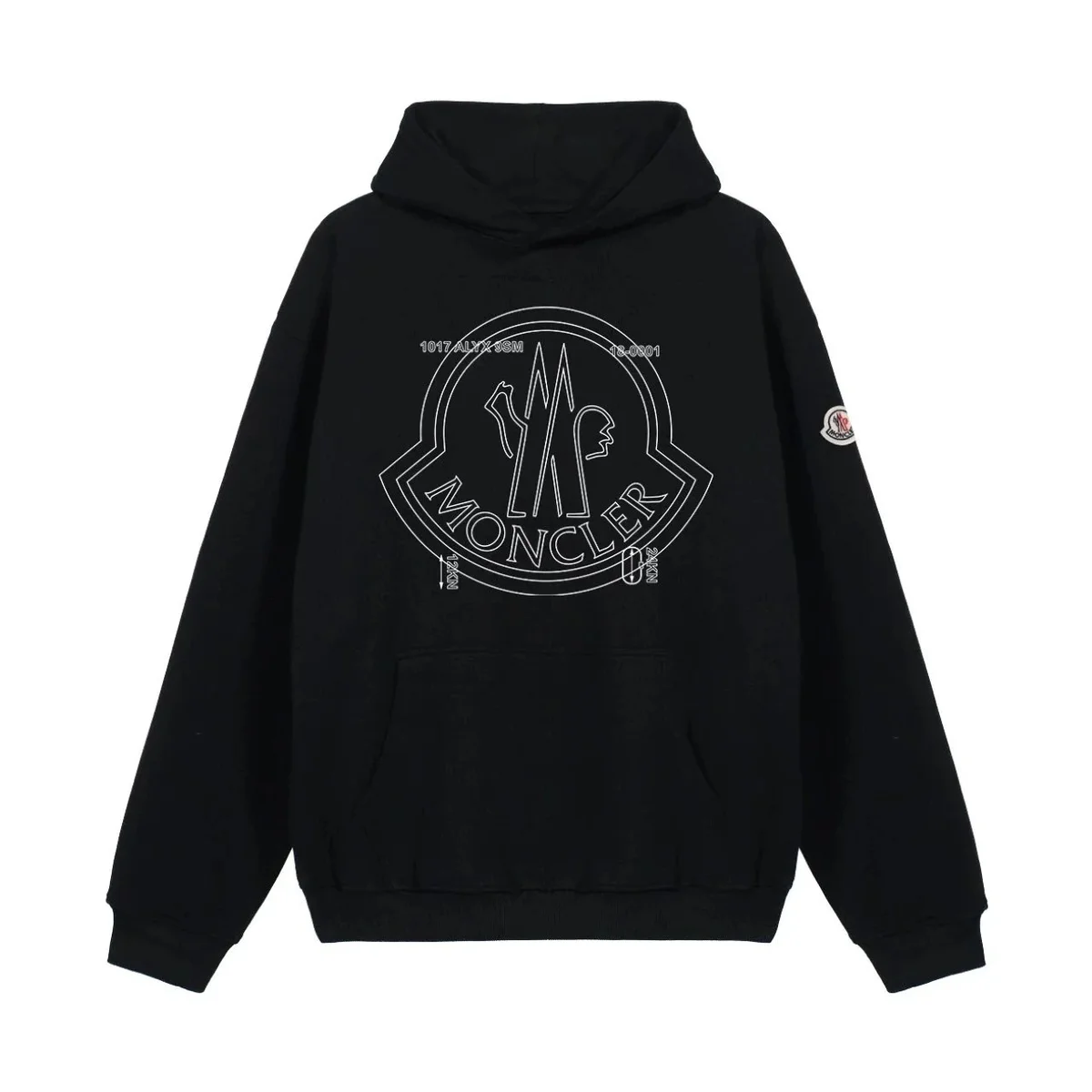 Moncler Outline Logo Hoodie Black