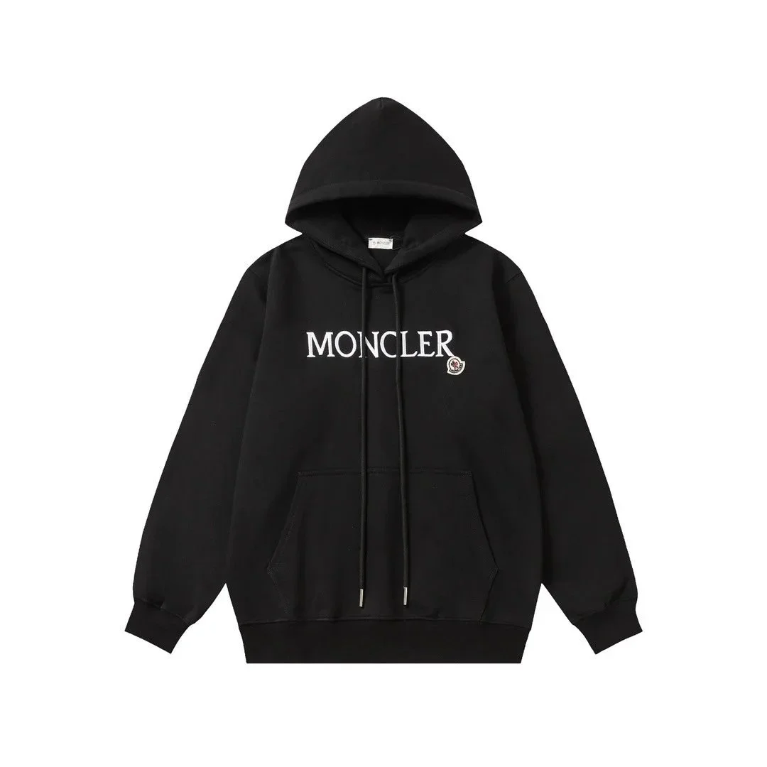 Moncler Black Logo Embroidery Hoodie