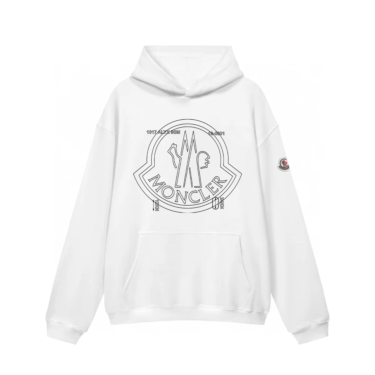 Moncler White Outline Logo Hoodie