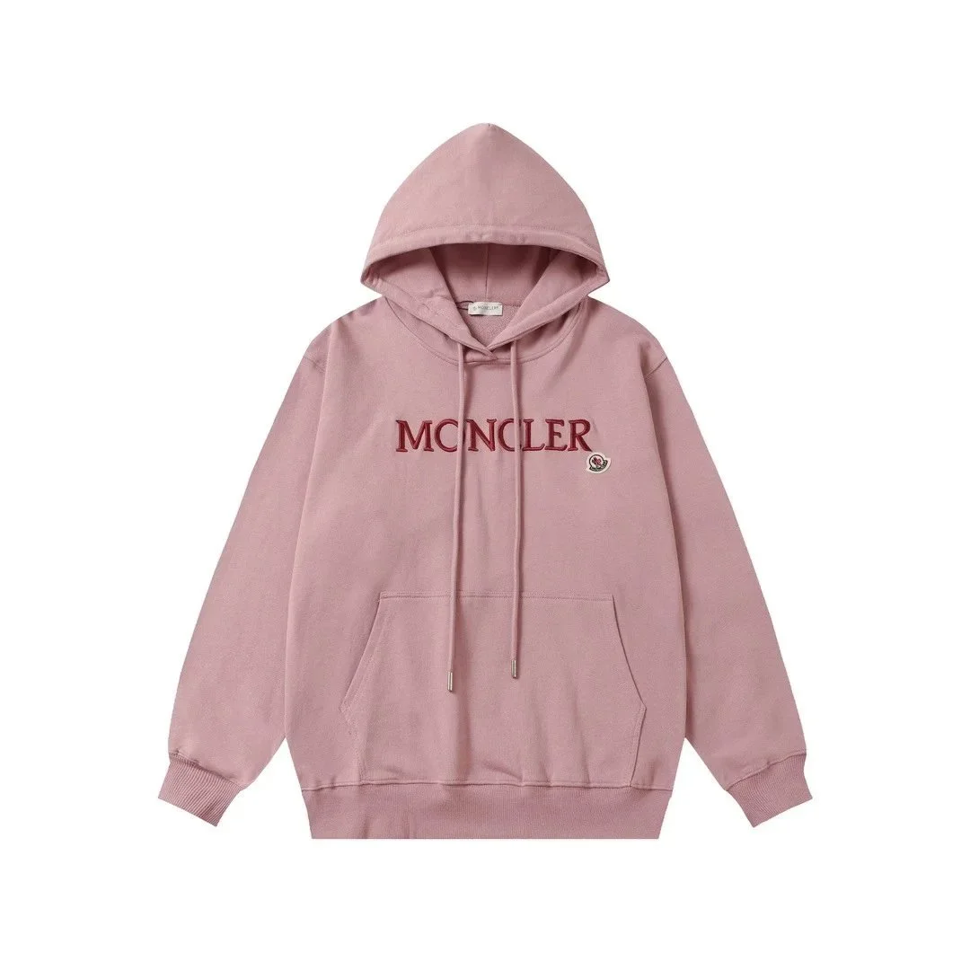 Moncler Pink Embroidered Hoodie Sweatshirt