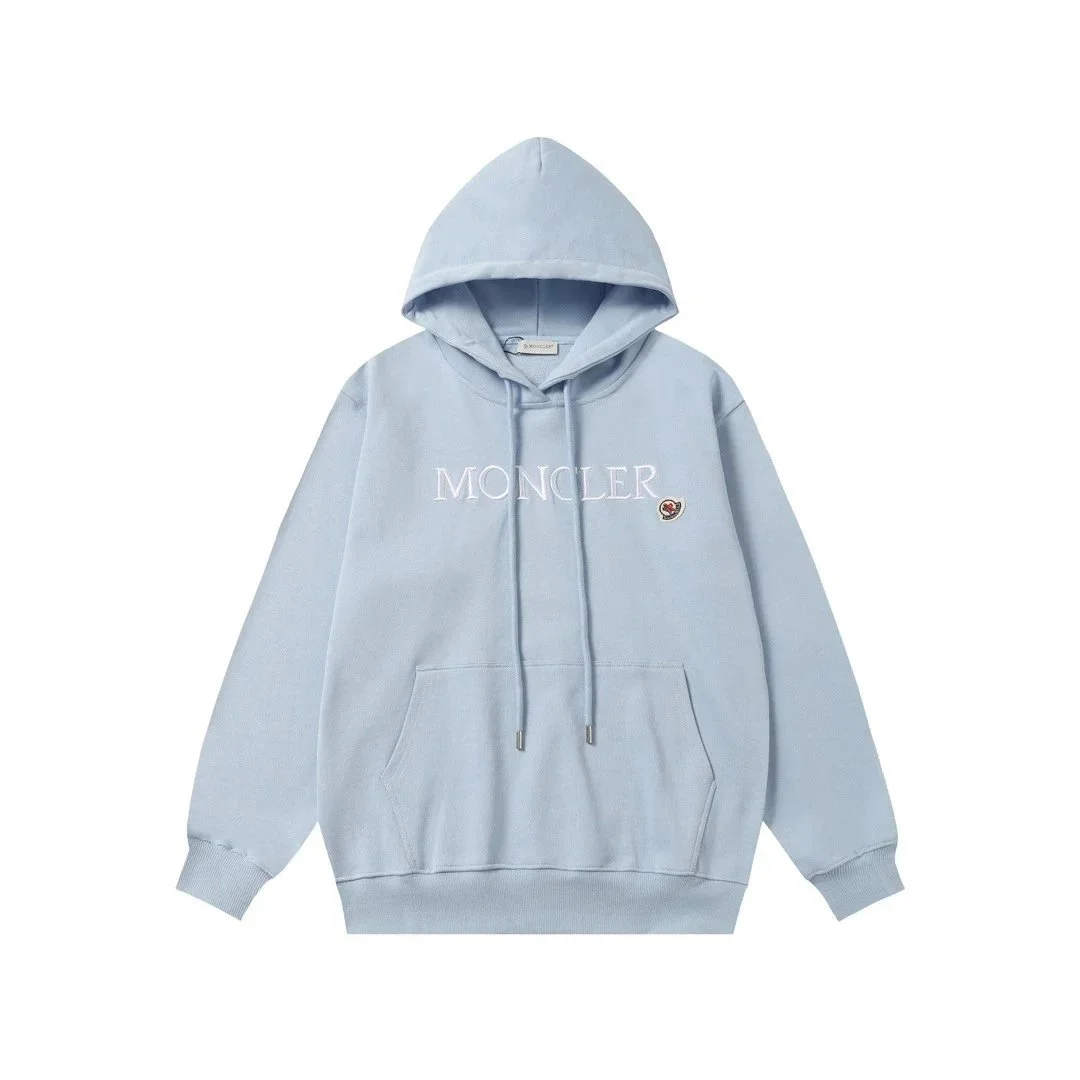 Moncler Light Blue Embroidered Hoodie