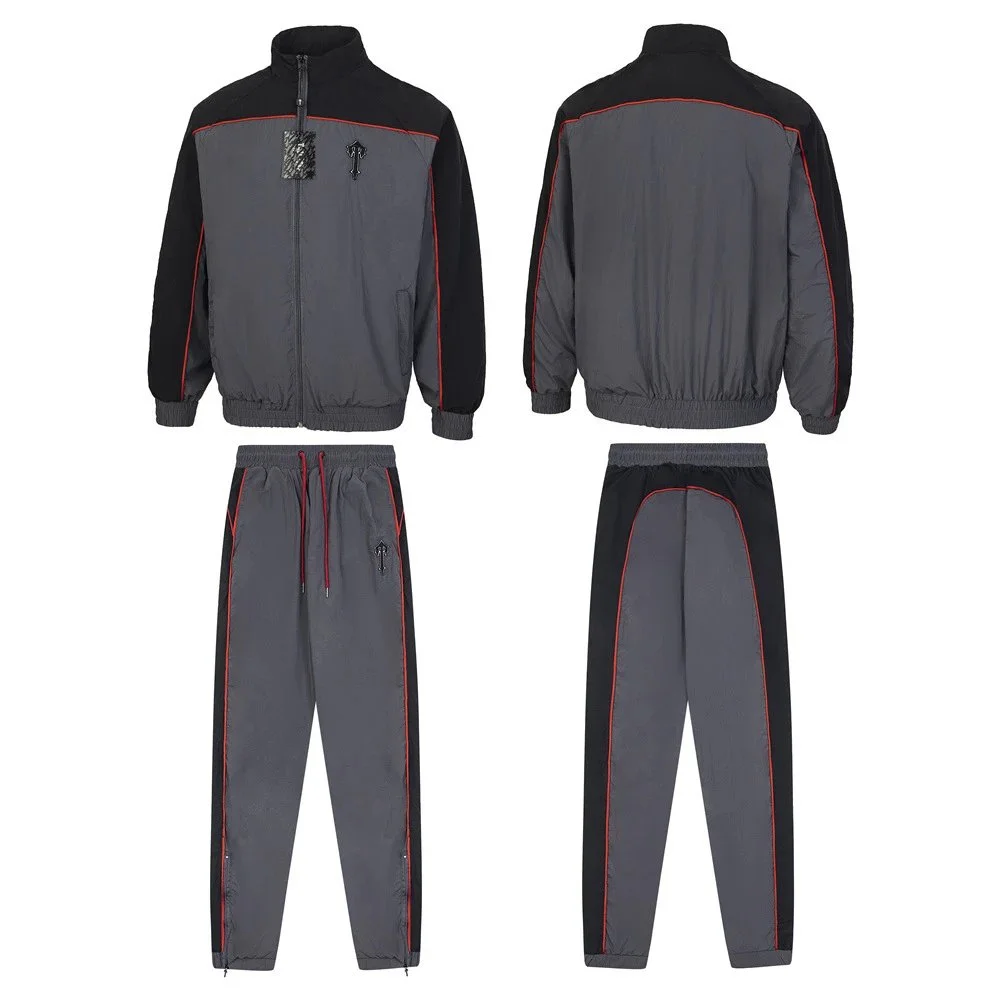Unisex Dark Grey Track Suit with Red Accents