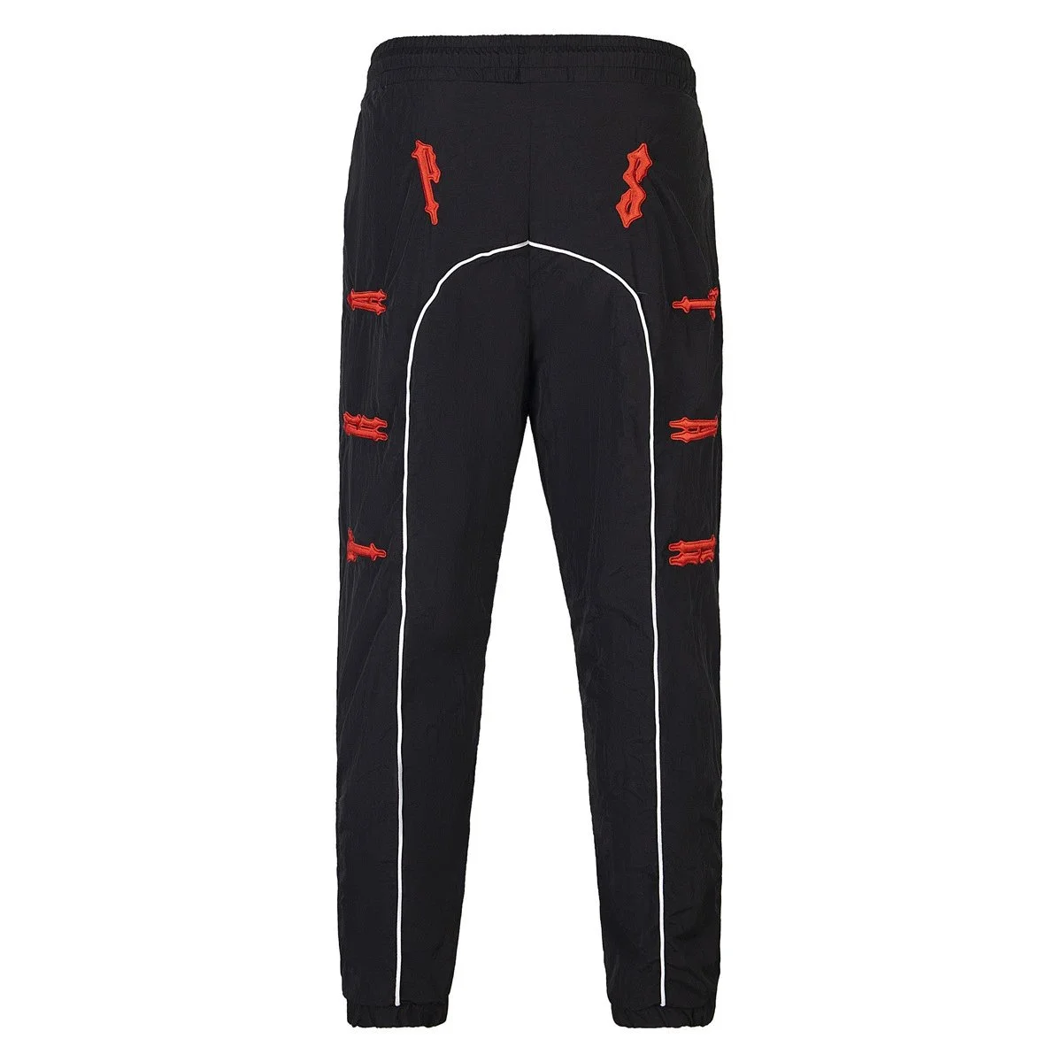 Black Red Embroidered Track Pants
