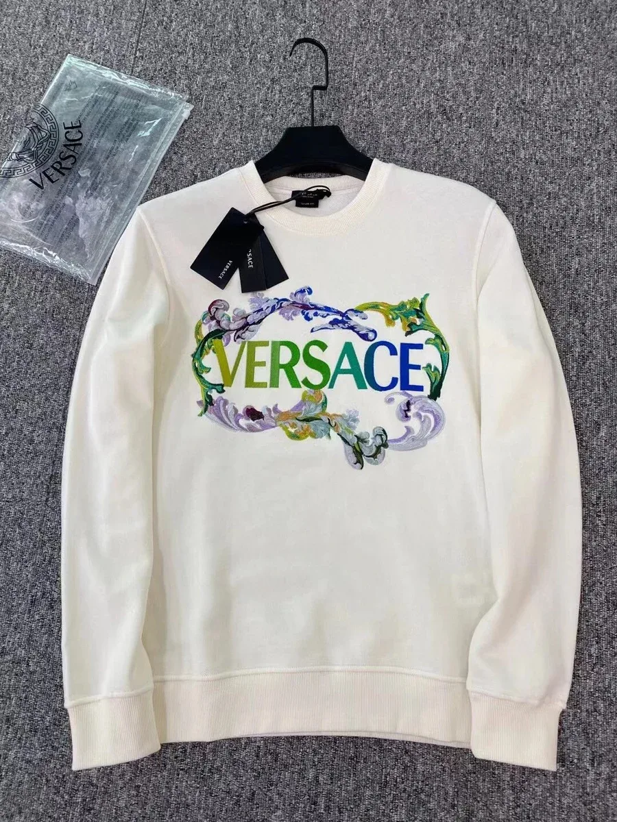 Versace Baroque Print Crewneck Sweatshirt White