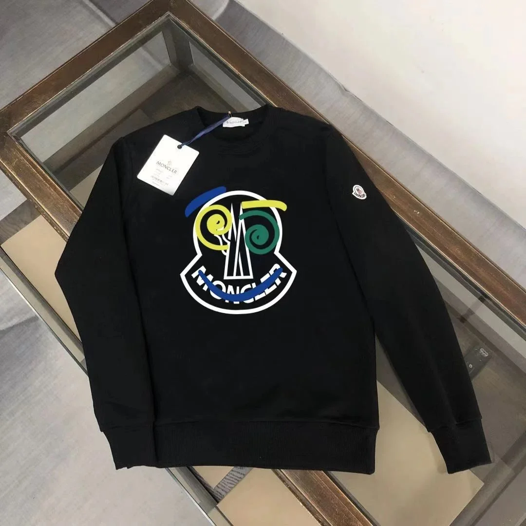 Moncler Colorful Logo Crewneck Sweatshirt Black