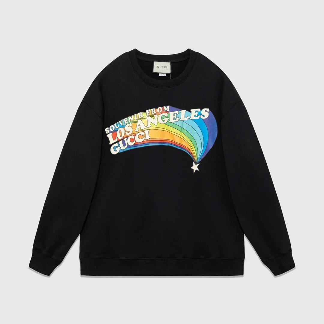 Gucci Souvenir From Los Angeles Rainbow Sweatshirt Black