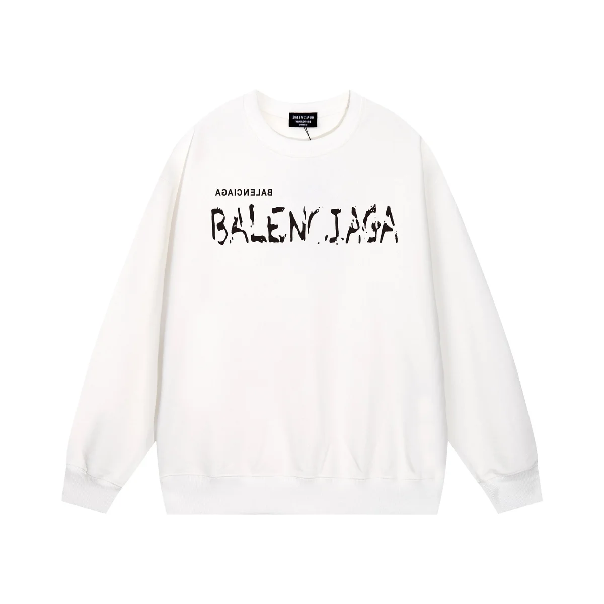 Balenciaga White Logo Print Oversized Sweatshirt