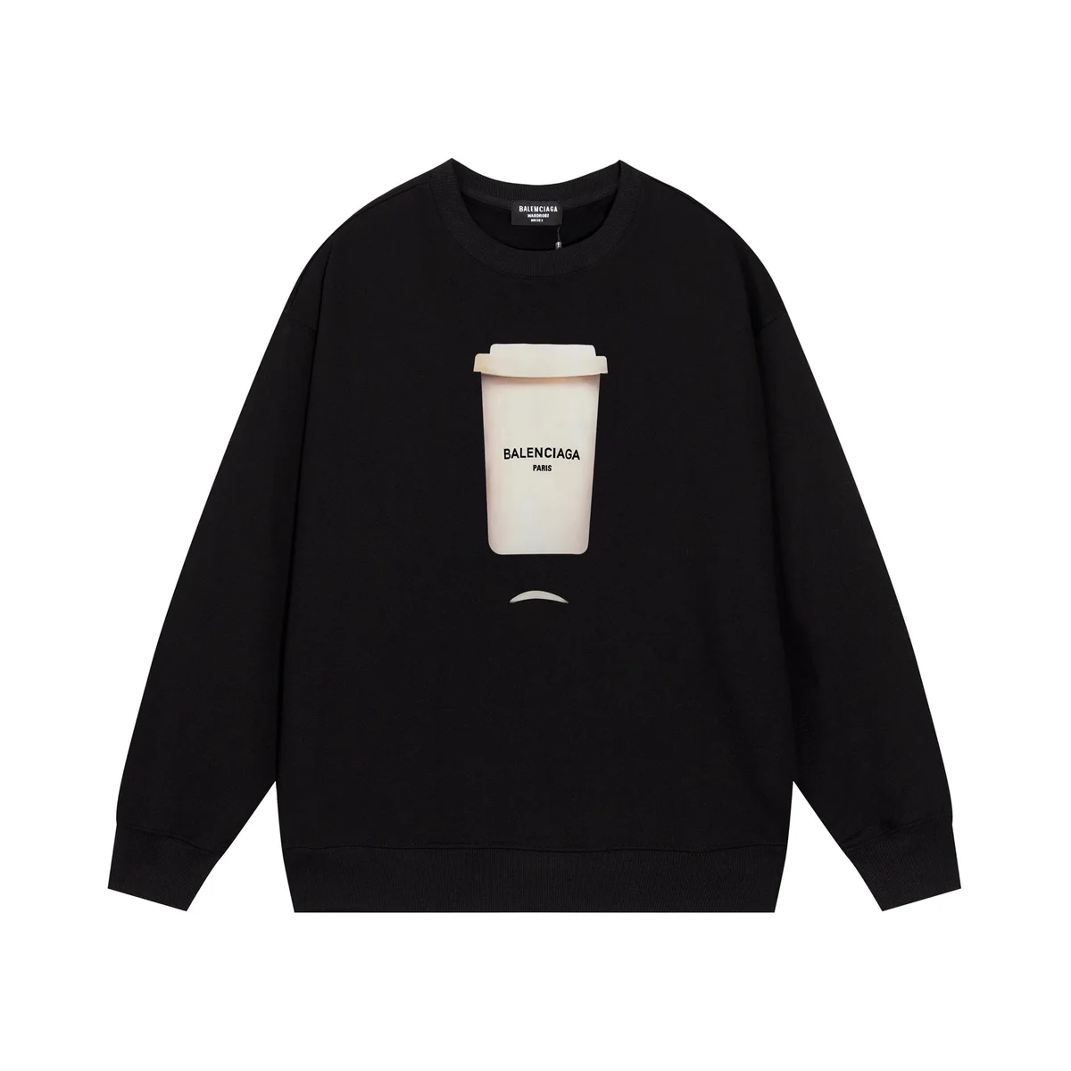 Balenciaga Coffee Cup Print Black Sweatshirt