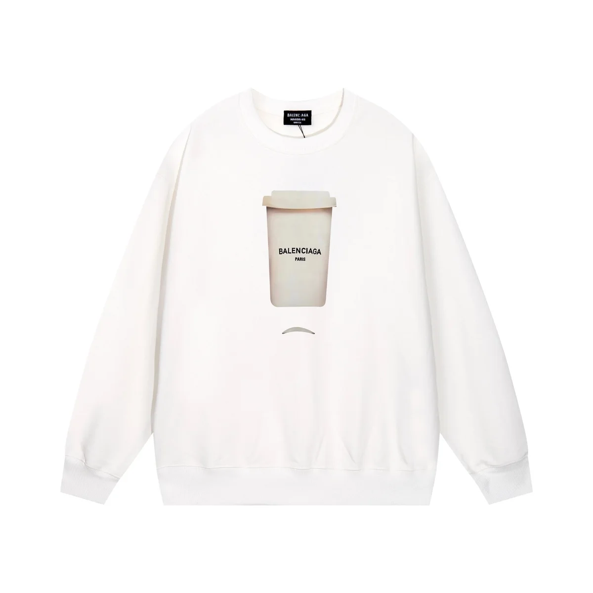 Balenciaga Coffee Cup Print White Sweatshirt