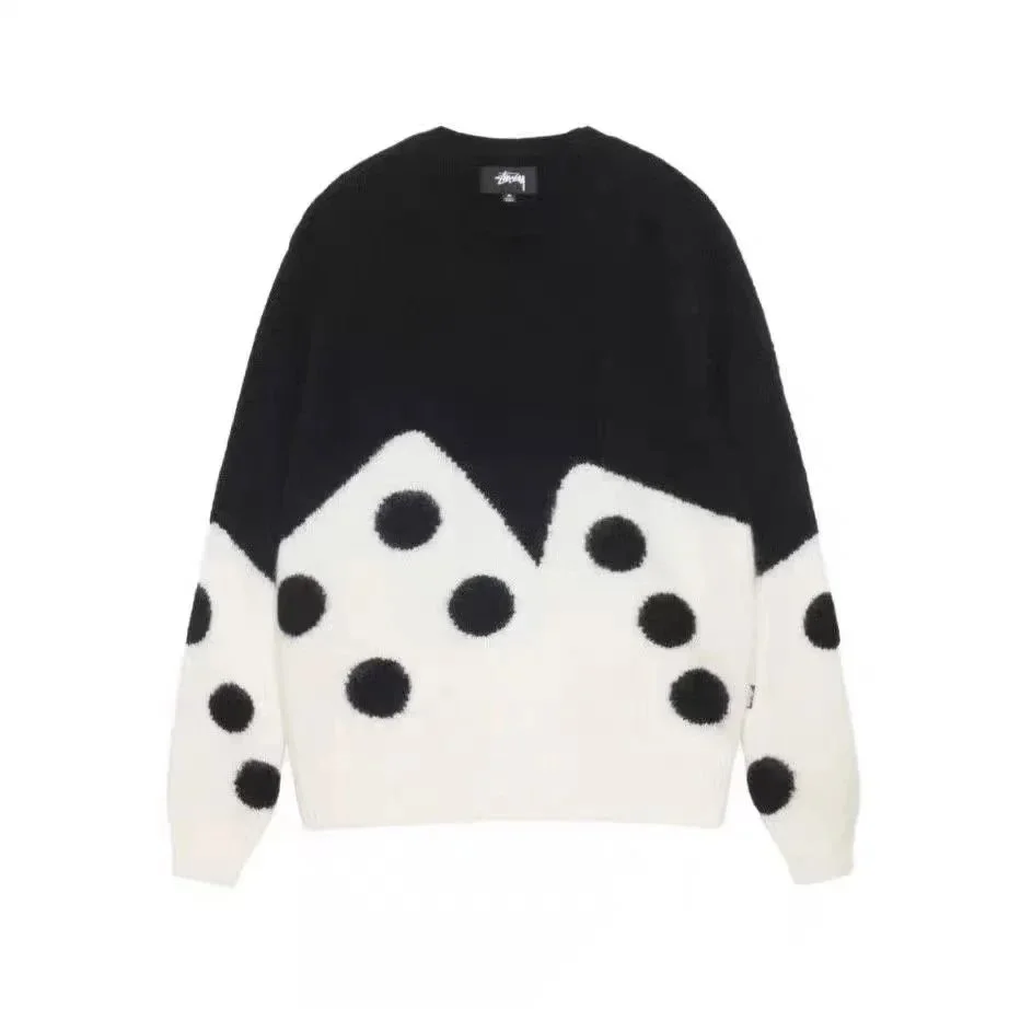 Stussy Dalmatian Print Crewneck Sweater Black/White