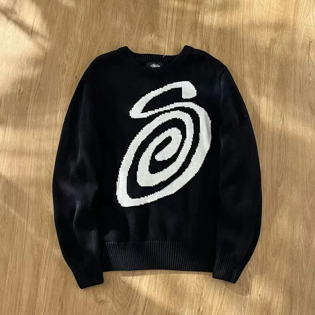 Stussy Stüssy STS001 Black Spiral Knit Sweater