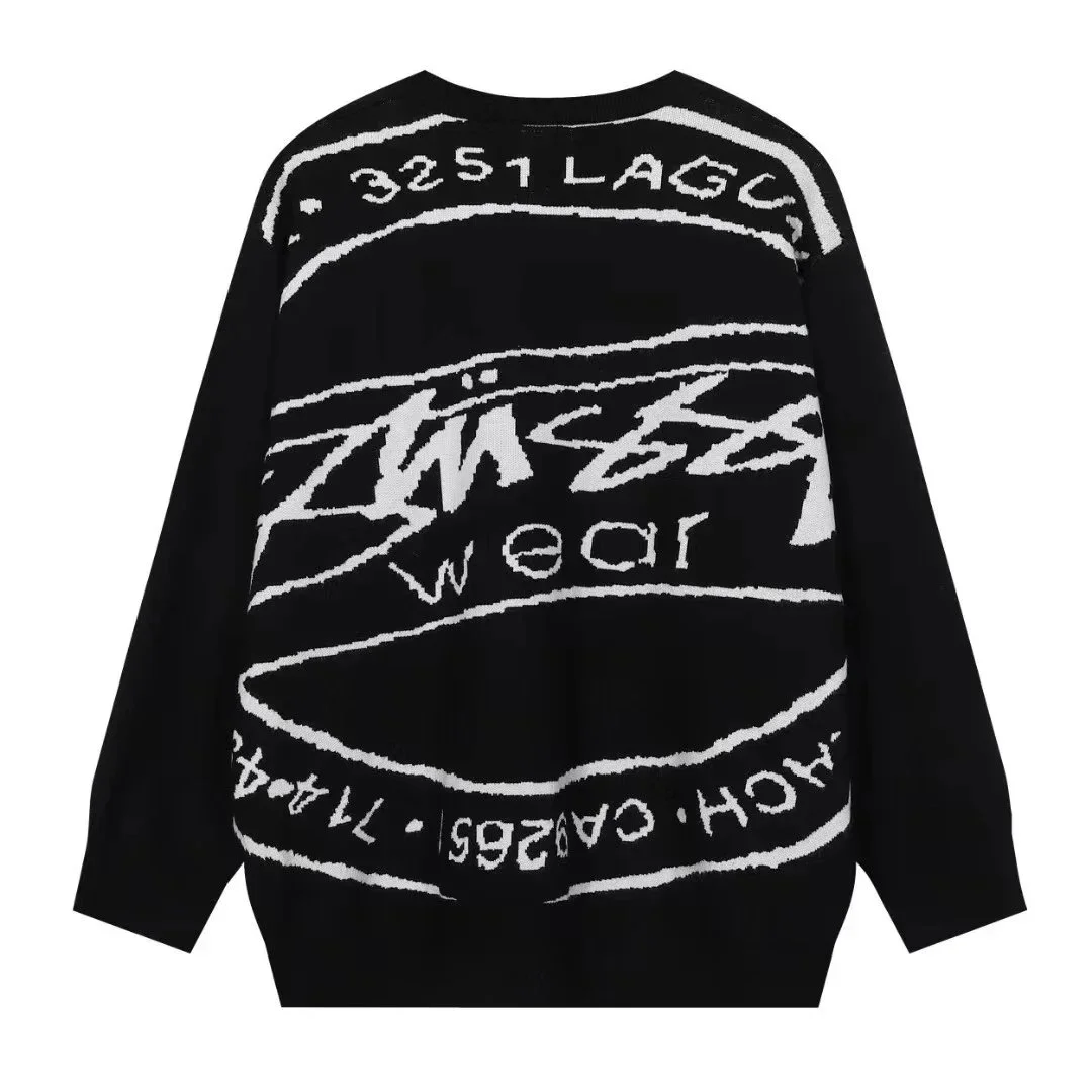 Stussy Stüssy Oversized Graphic Knit Sweater Black