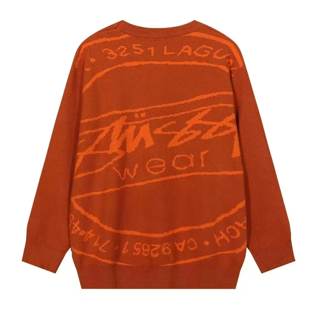 Stussy STS013 Orange Graphic Knit Sweater