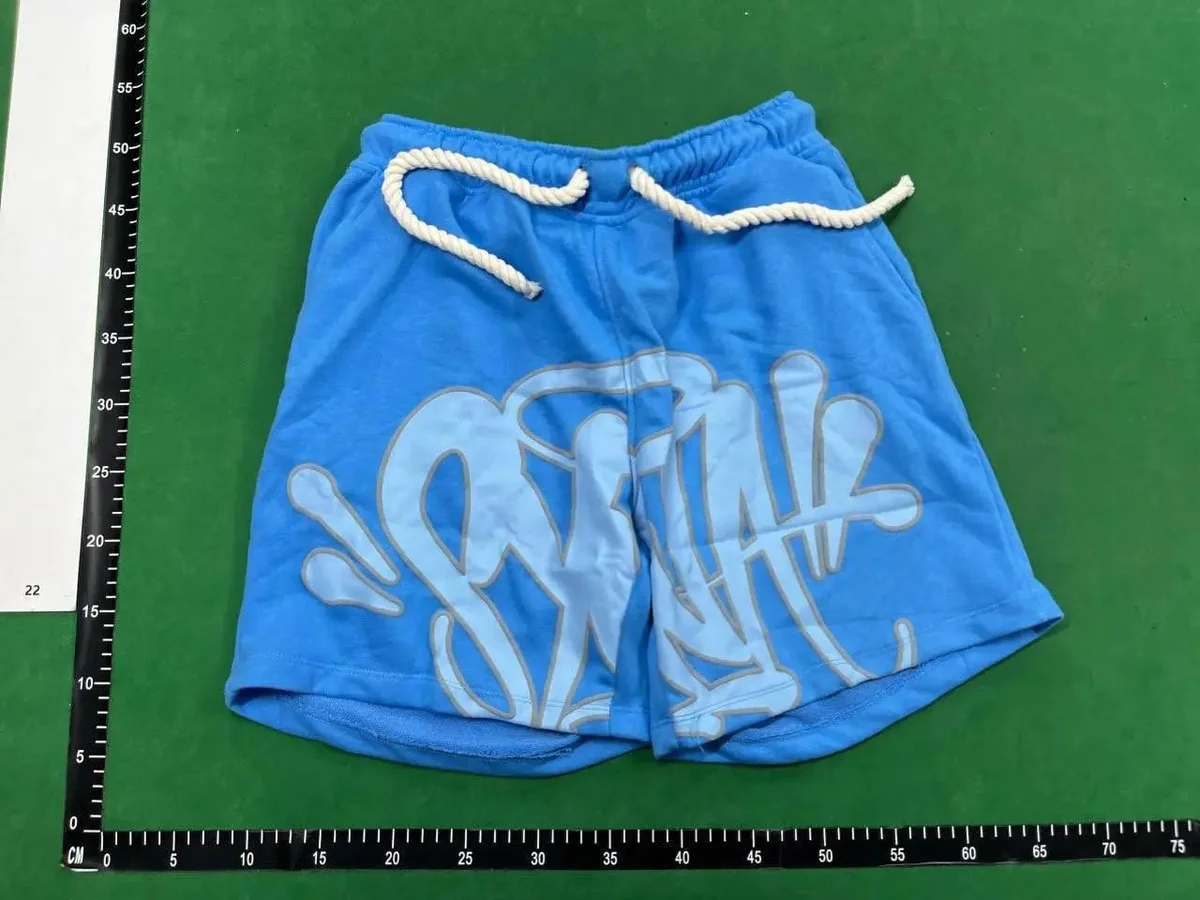Blue Graffiti Print Shorts