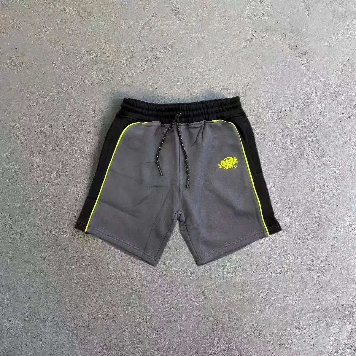 Unisex Grey & Yellow Contrast Panel Shorts
