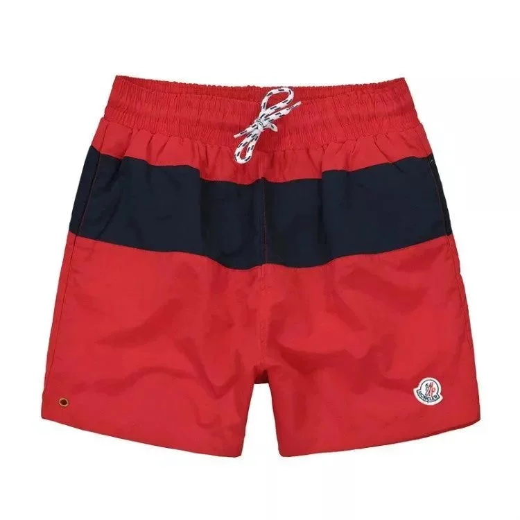 Moncler Red & Navy Colorblock Shorts