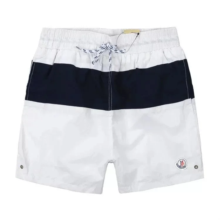Moncler White/Navy Solid Shorts