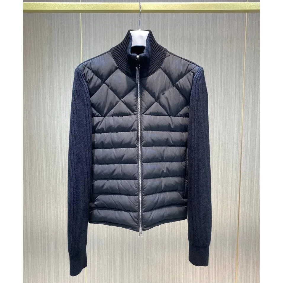 Navy Quilted Knit Sleeve Jacket