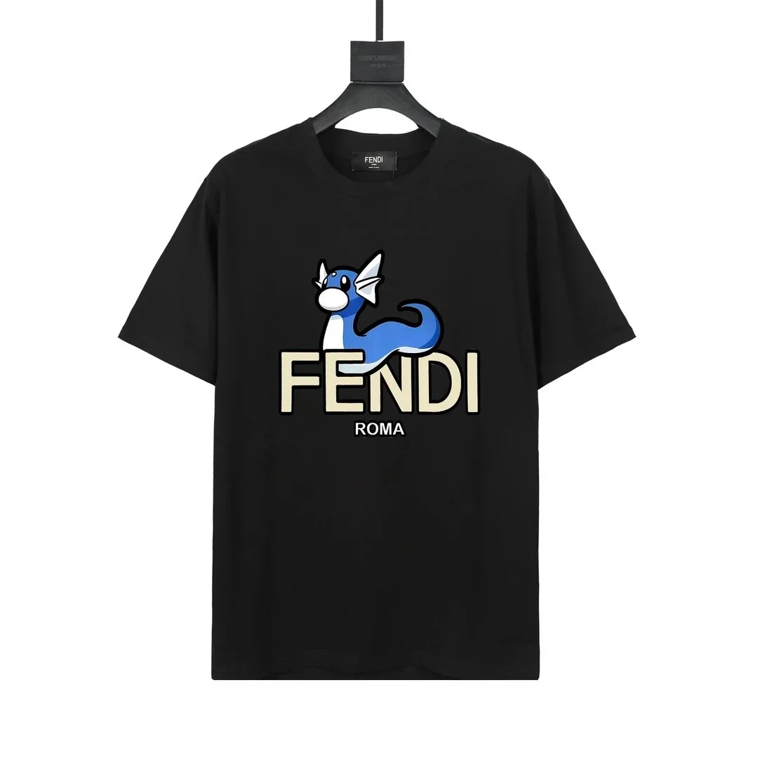 Fendi ROMA Dragon Print Black T-Shirt