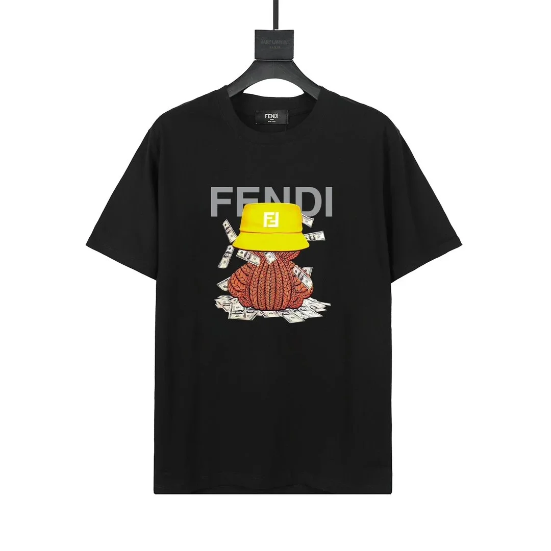 Fendi Money Bag Print Black T-Shirt