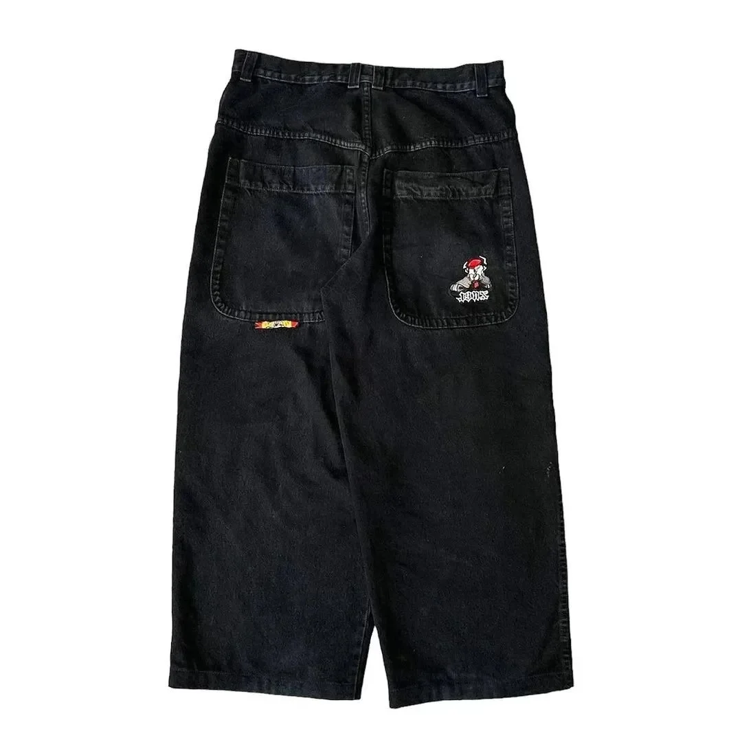 Black Embroidered Denim Jeans