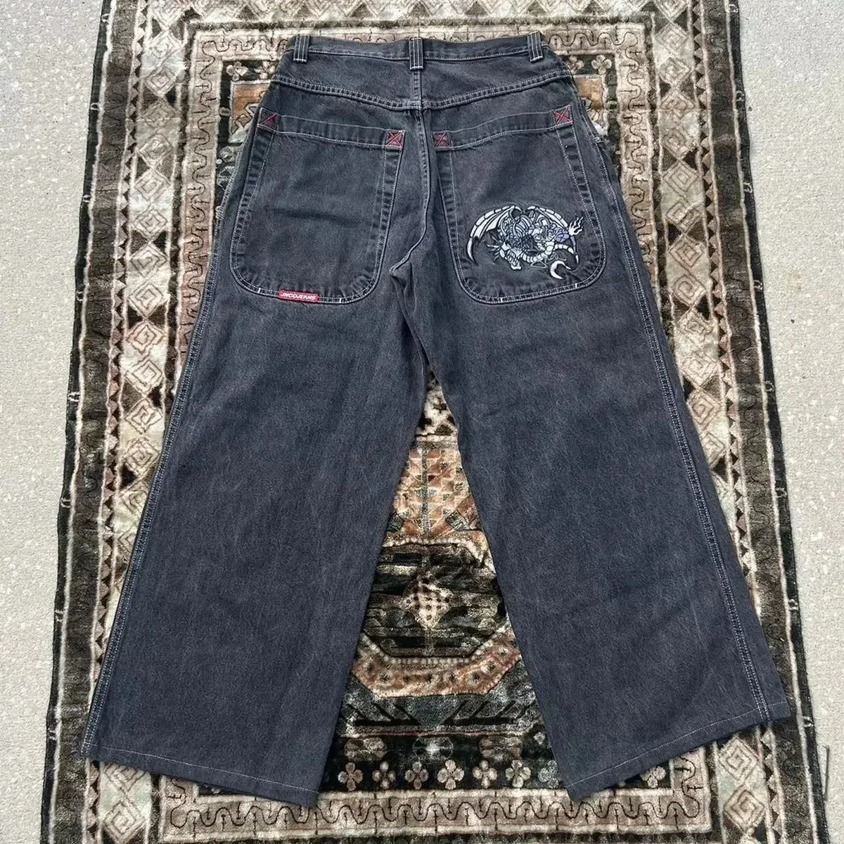 Dark Wash Dragon Embroidered Jeans