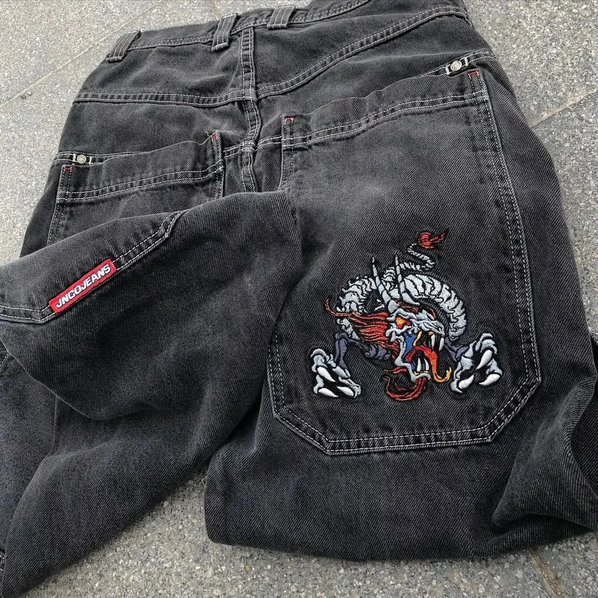 JNCO Dragon Embroidered Jeans Black