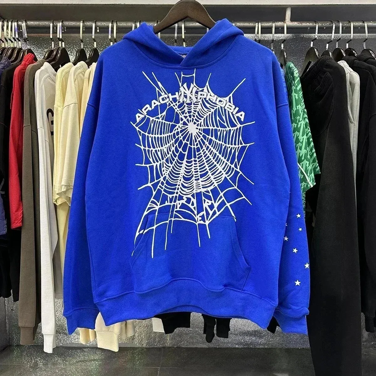 Blue Arachnophobia Spider Web Hoodie