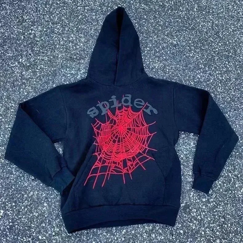 Black Spider Web Embroidered Hoodie