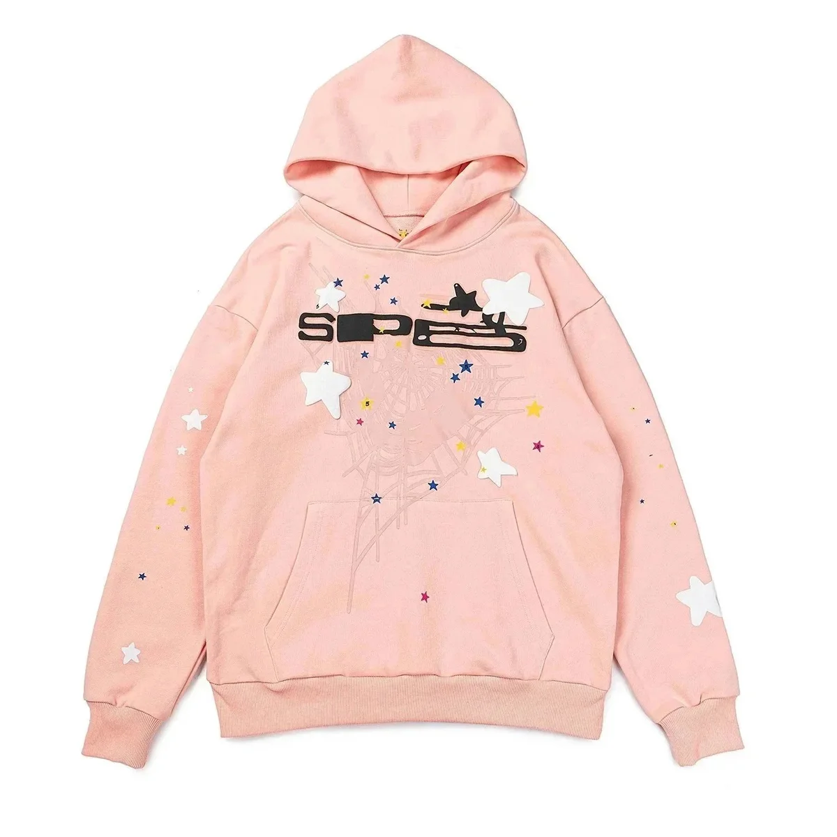 Unisex Light Pink Star Print Hoodie