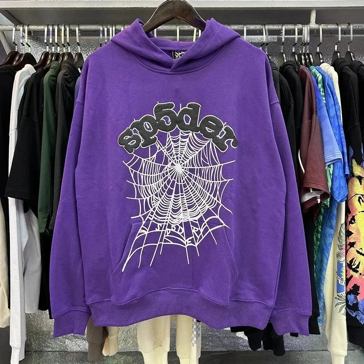 SP5DER Spider Purple Hoodie