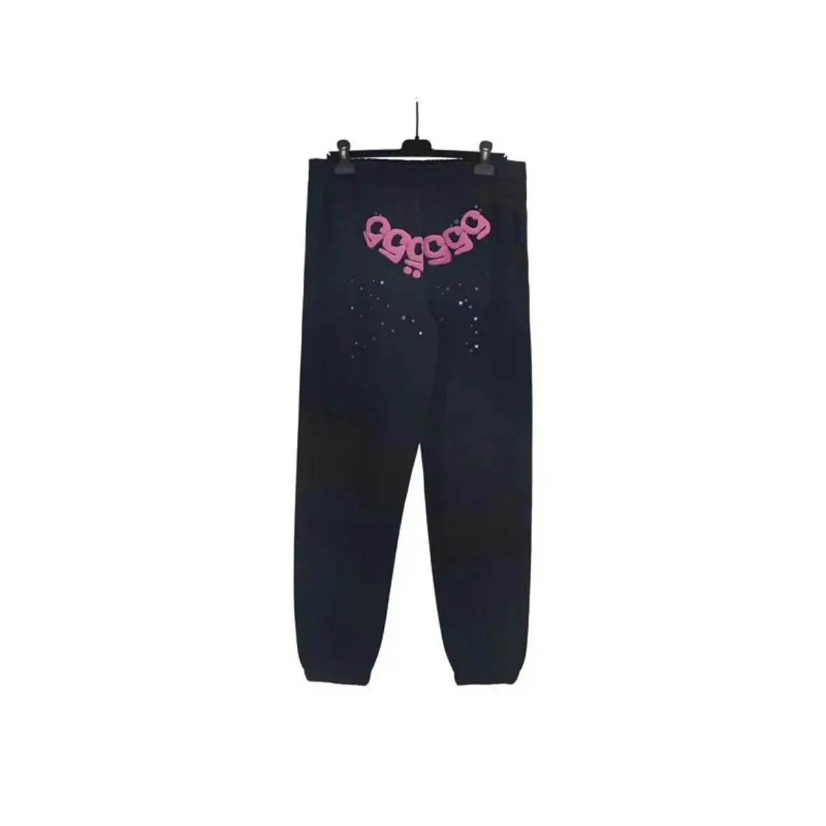 Black 'pant4' Sweatpants with Pink Graphic