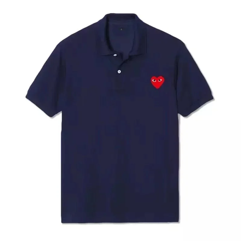 Comme des Garçons Deep Blue Heart Polo Shirt
