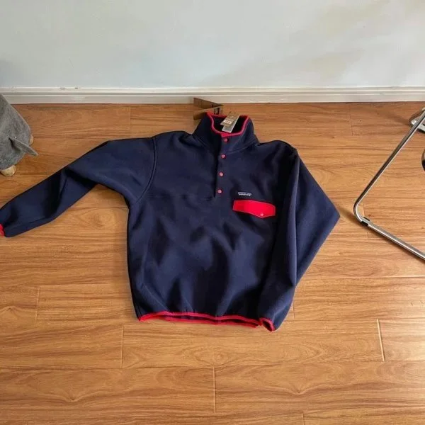 Patagonia Classic Logo Navy Red Fleece Jacket