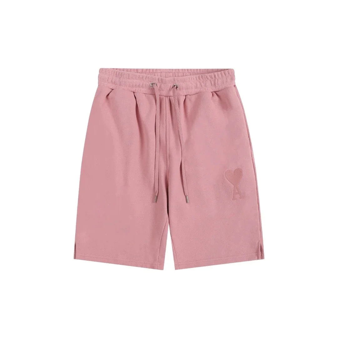 Ami Paris Pink Heart Logo Shorts
