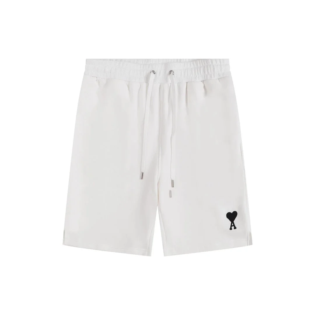 Ami Paris White Heart Logo Shorts