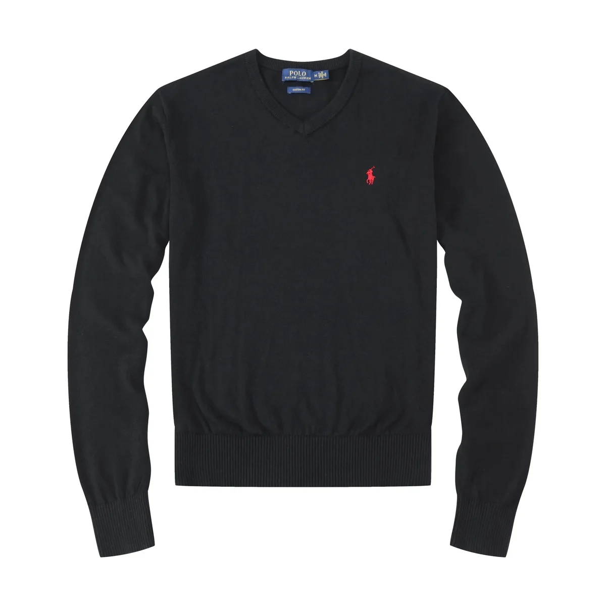 Polo Ralph Lauren Black V-neck Sweater with Red Pony