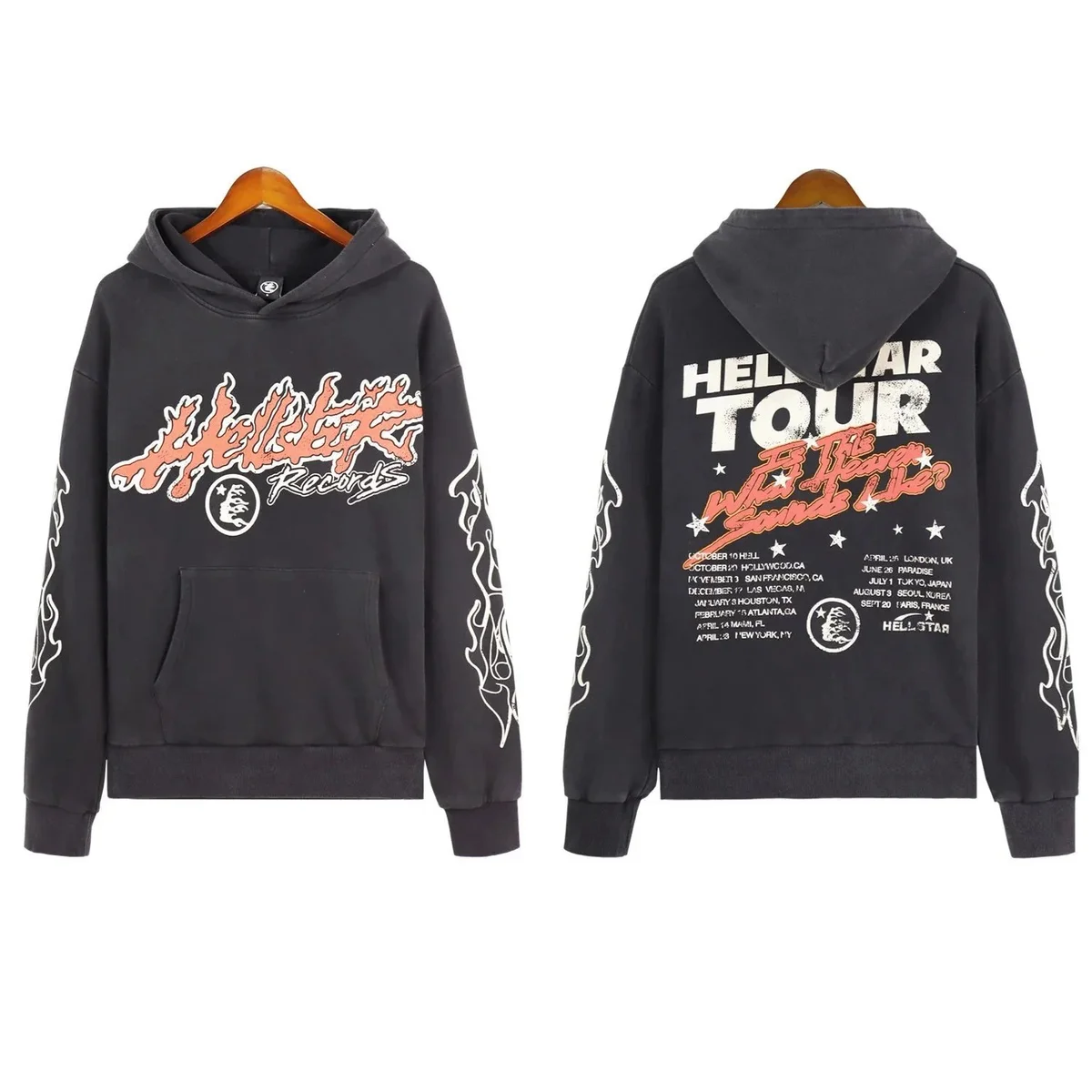 Hellstar Hellsounds Tour Hoodie Black Cotton Sweatshirt