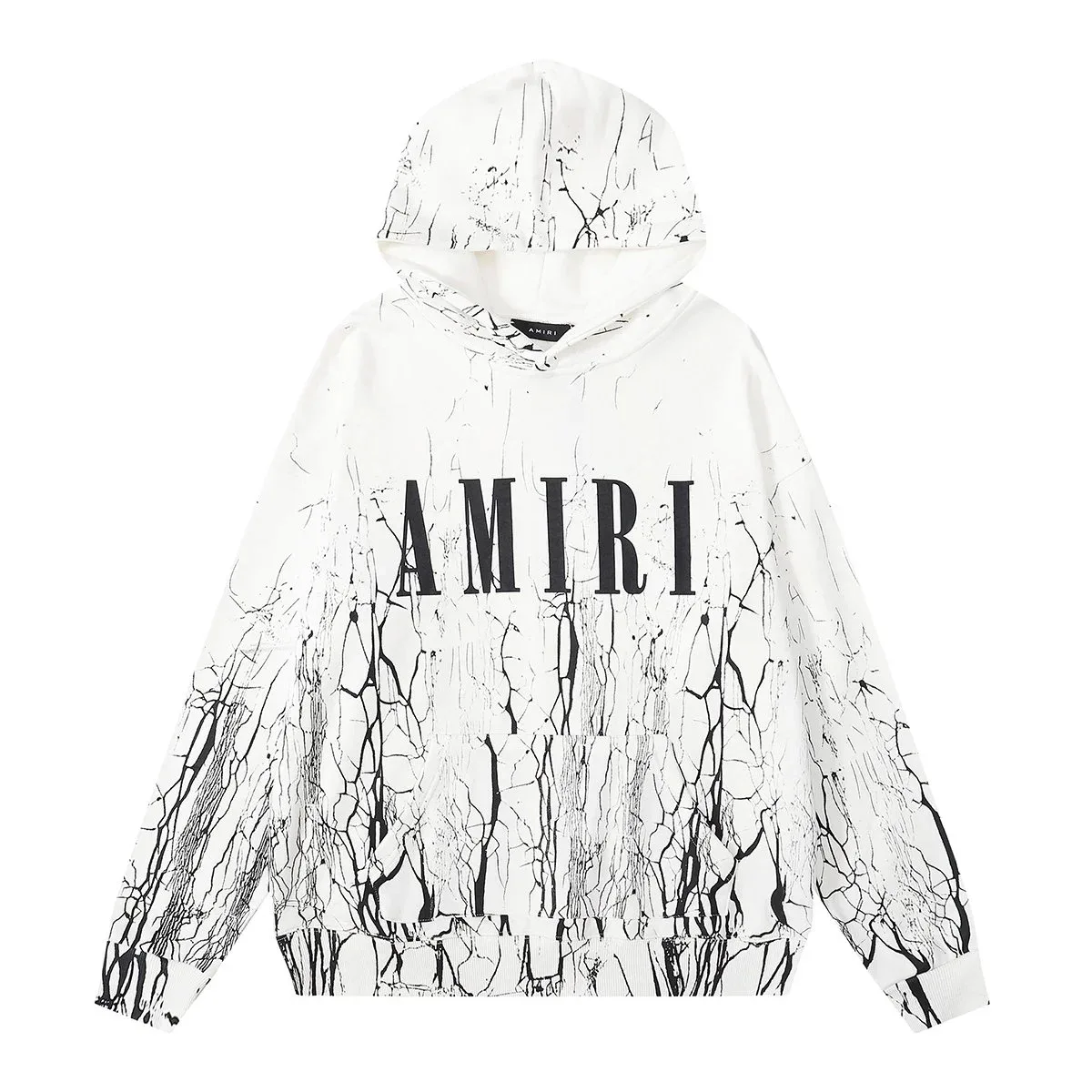 Amiri Marble Print Hoodie White