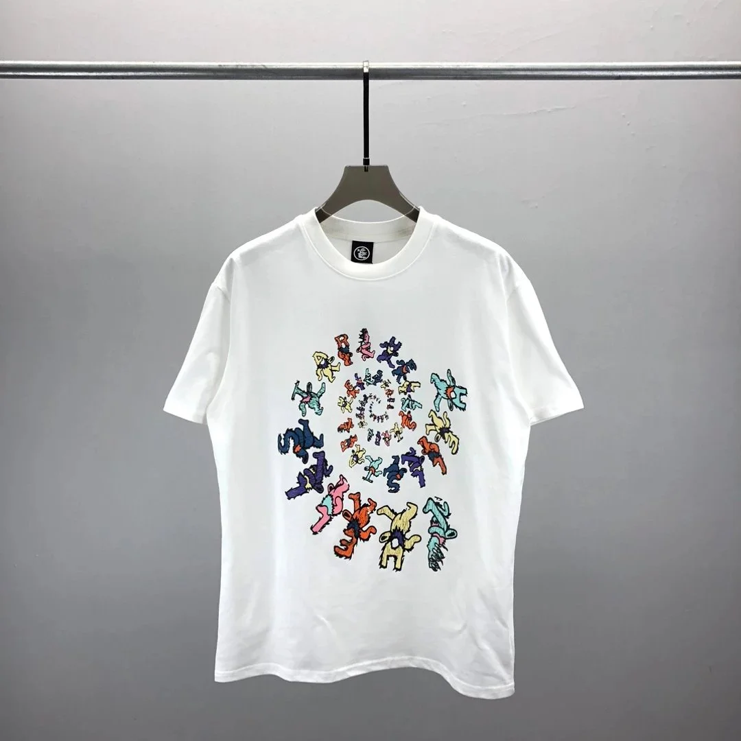 White Colorful Bear Print T-Shirt