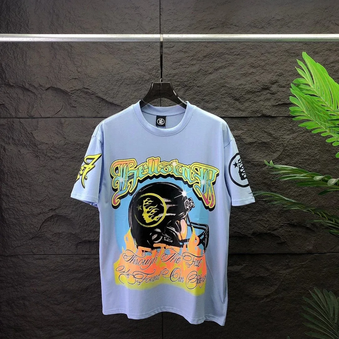 Unisex Hellstar Light Blue Printed T-Shirt