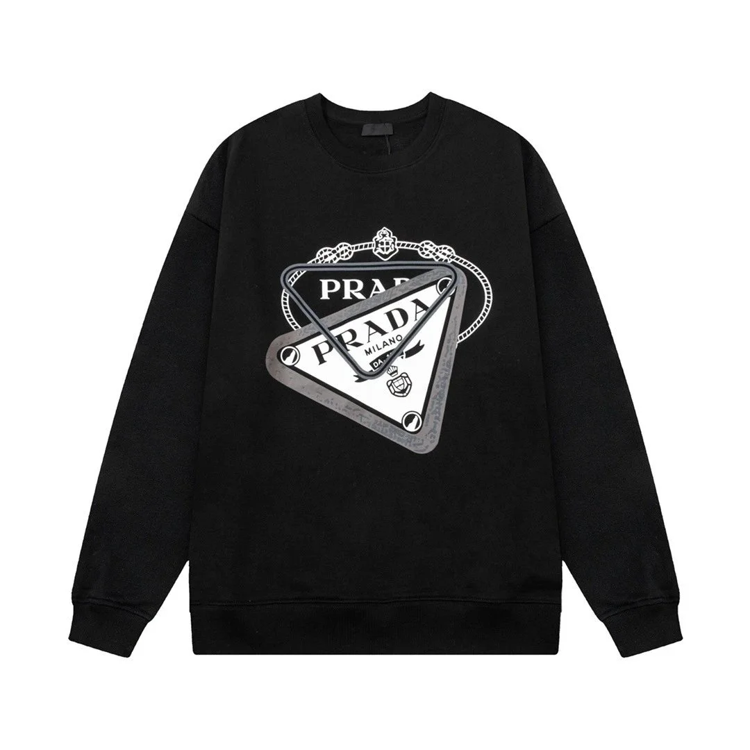 Prada Black Logo Print Crewneck Sweatshirt