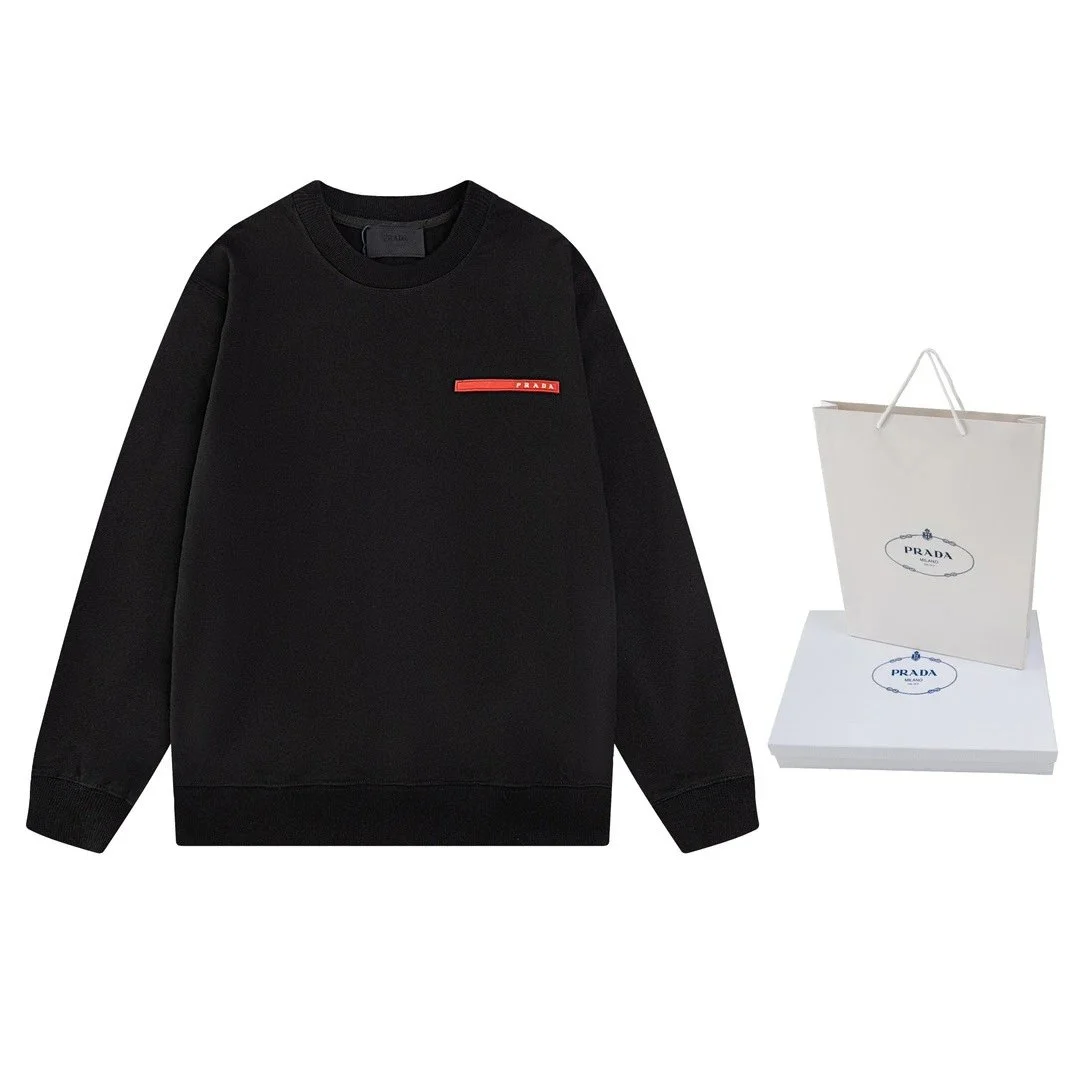 Prada Black Red Logo Crewneck Sweatshirt