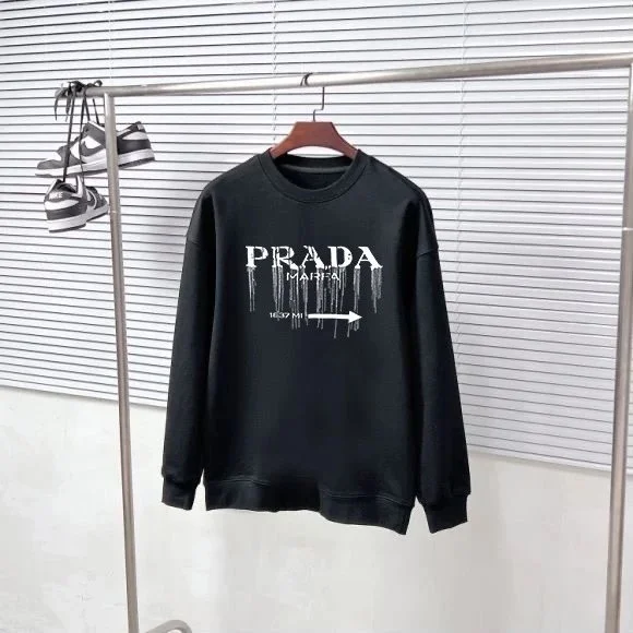 Prada Black Logo Print Sweatshirt