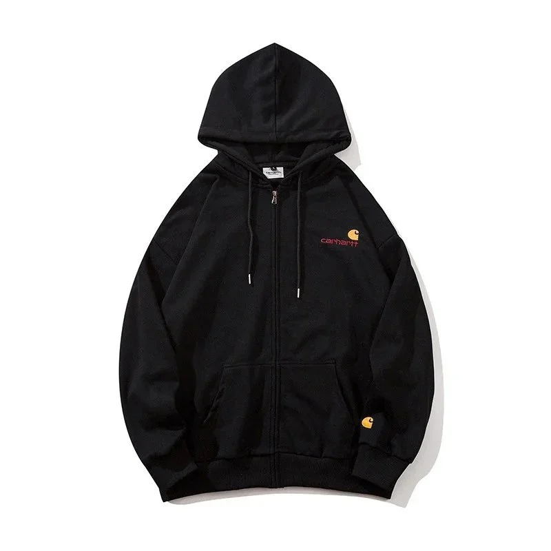 Carhartt Black Zip-Up Hoodie with Embroidered Logo