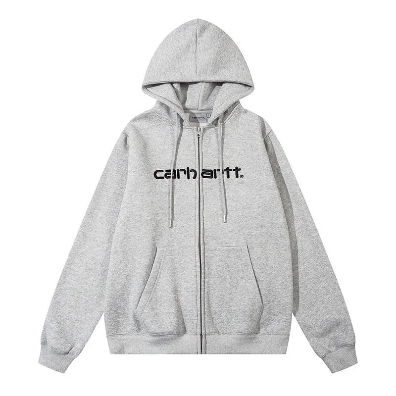 Carhartt Grey Zip-Up Hoodie with Logo