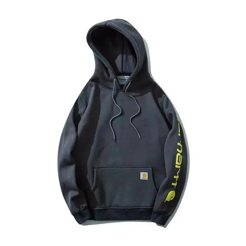 Carhartt Hoodie with Neon Yellow Logo - Solid Black