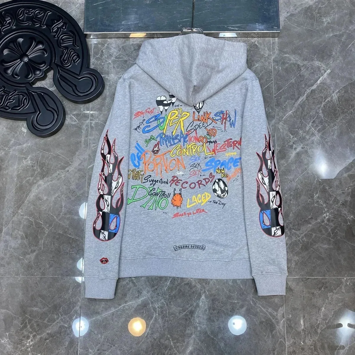 Chrome Hearts CH Cross Hoodie Gray Streetwear
